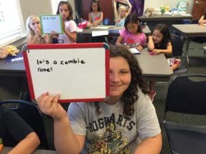 student writes silly sentences about a rose