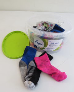 container of socks