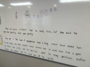 correct the paragraph written on a whiteboard