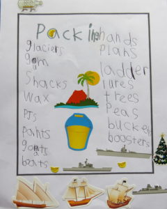 a student's rhyme and alliteration poem about packing