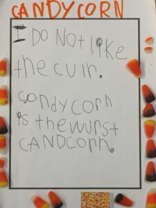 Kindergartner-Candy Corn Opinion Writing