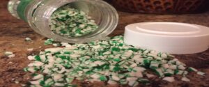 Green mint candy spilled on St. Patrick's Day