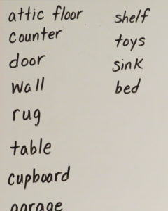 list of words for the spiders rhyme