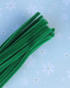 green pipe cleaners for the candy cane ornament