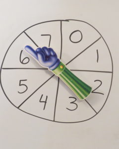 handwriting game for kids, spinner and numbers