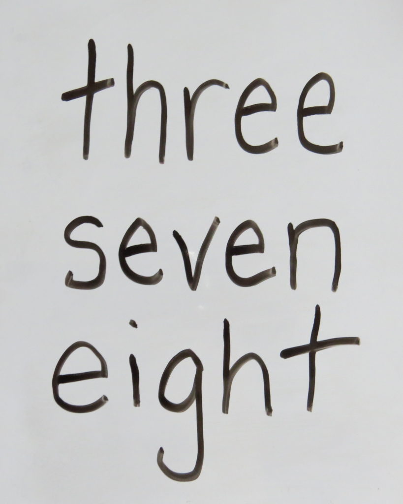 teach children how to spell number words, three, seven, eight