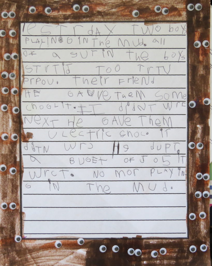 A child's story about mud mites, mud writing prompt