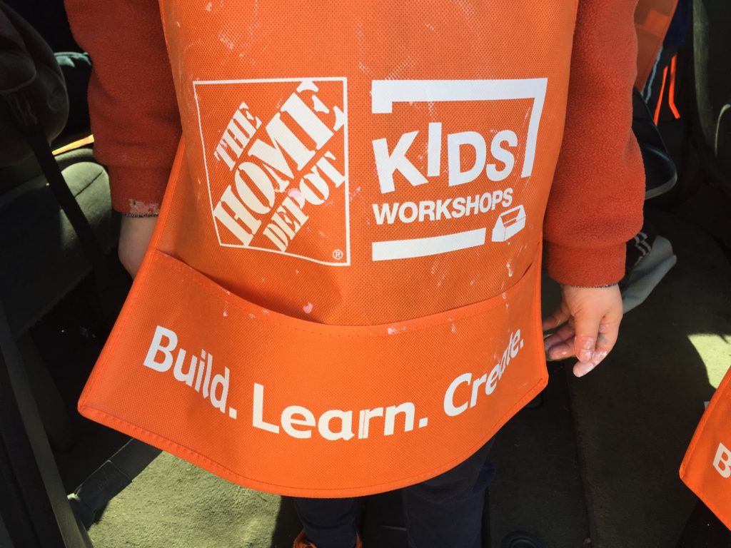 Home Depot child's apron, building projects for kids