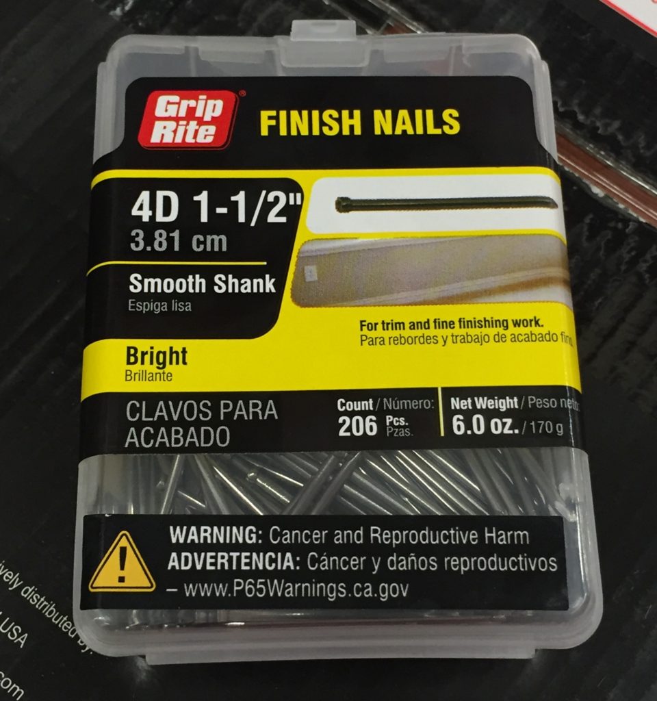 box of nails to build the shelf building project for kids