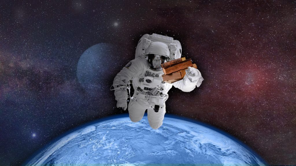 Astronaut in outer space for a science fiction story