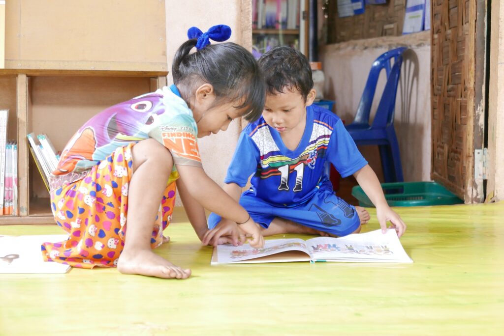 Children looking at books