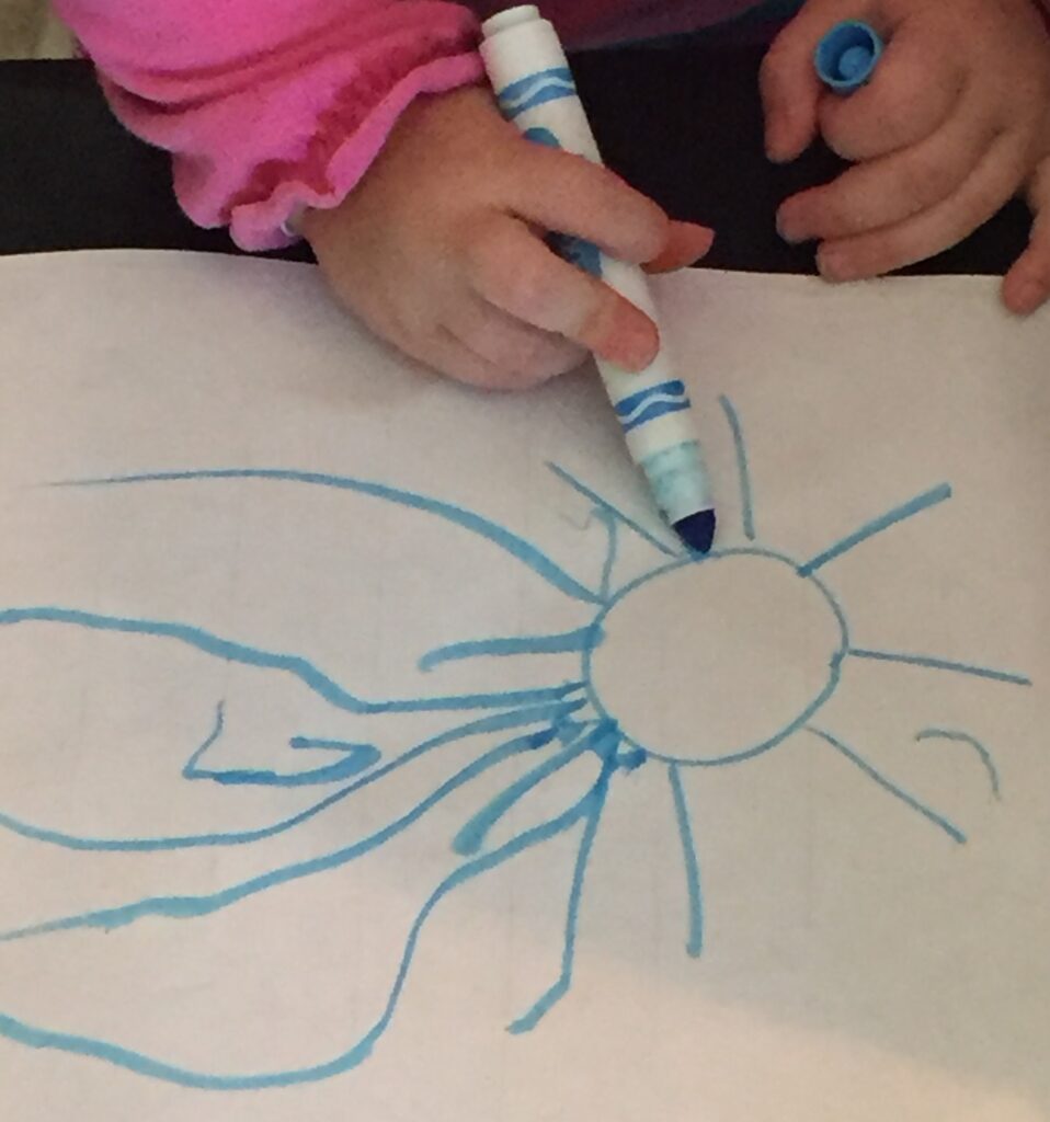 drawing with your children, the sun's rays