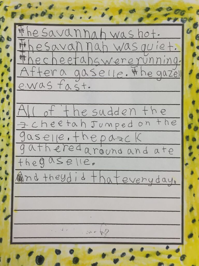 The African savanna descriptive writing prompt, one student's example