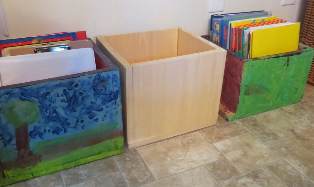 Kids build a 4 tier shelf after building their own book boxes