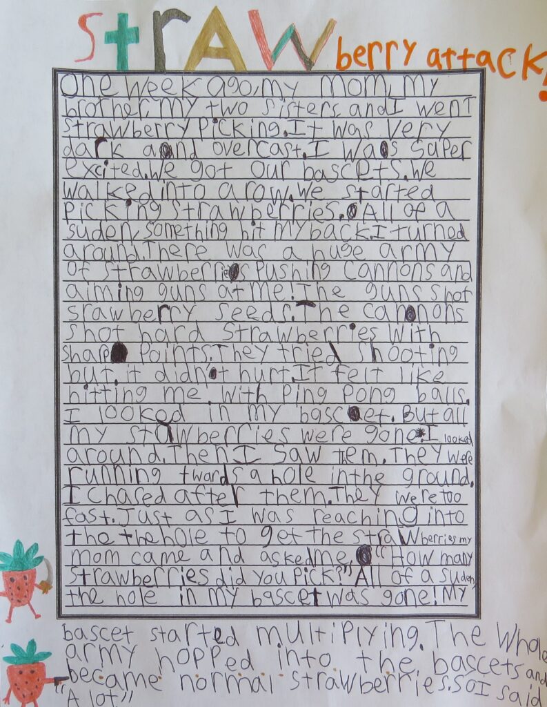 one student's story, strawberry writing prompts